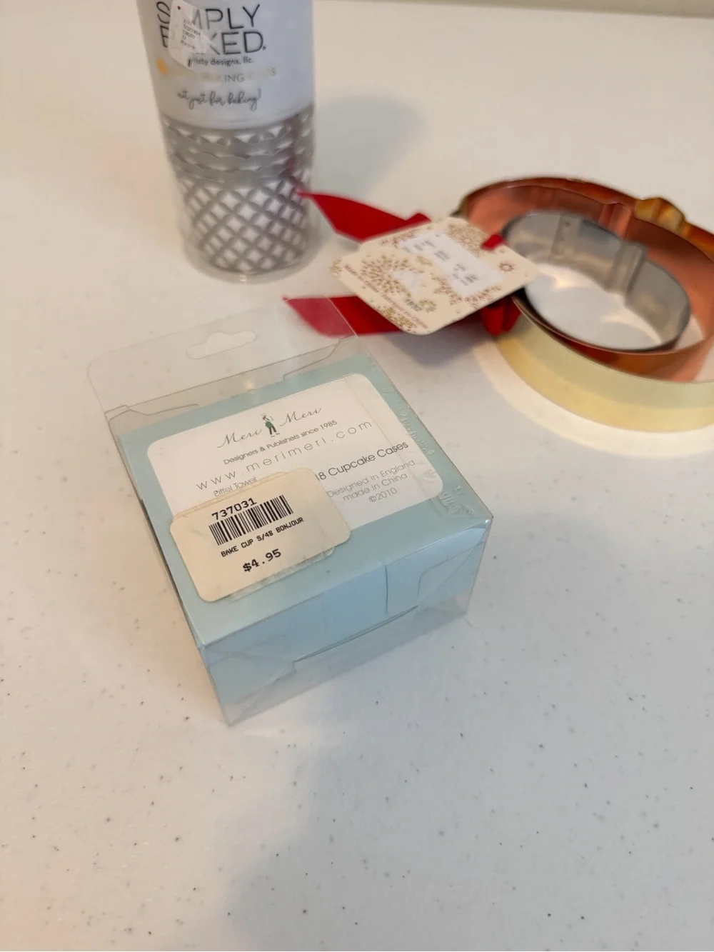 NWT Baking Set- Paris Cupcake Liners, Silver Baking Cups, 3-Pk Cookie Cutters